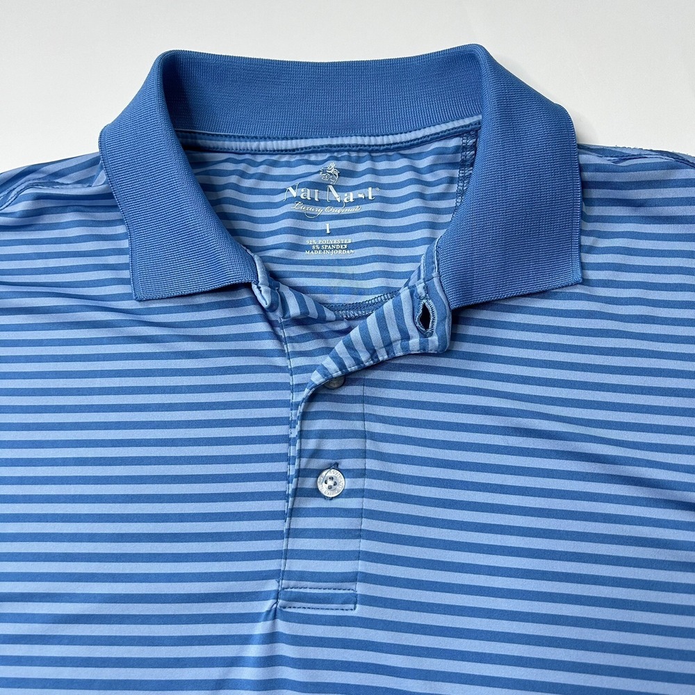 Nat Nast Polo Shirt Mens Large Golf Performance Stretch Casual Lifestyle Blue
